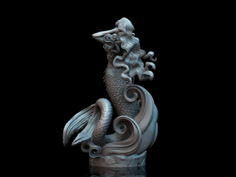 Mermaid on the waves 3D Print Model