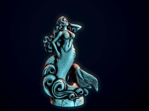 Mermaid on the waves Modelo de Impressão 3D