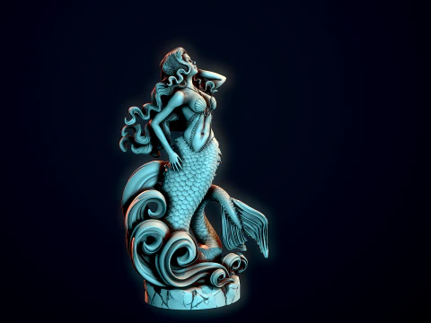 Mermaid on the waves 3D Print Model