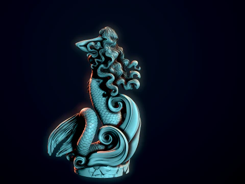 Mermaid on the waves 3D Print Model