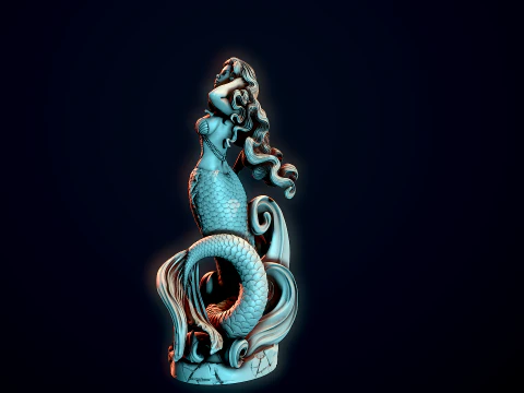 Mermaid on the waves 3D Print Model