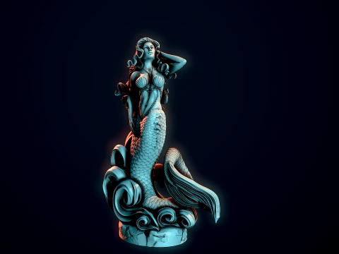Mermaid on the waves 3D Print Model