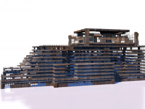 buildings and skyscrapers in ruins Model 3D