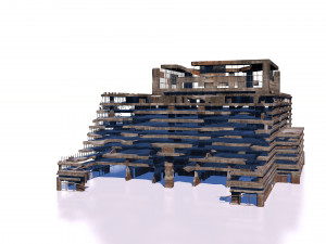 buildings and skyscrapers in ruins Model 3D