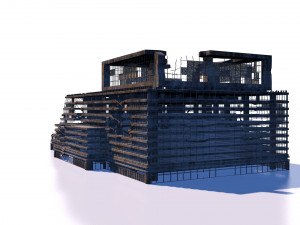buildings and skyscrapers in ruins Model 3D