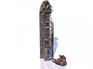 buildings and skyscrapers in ruins Model 3D