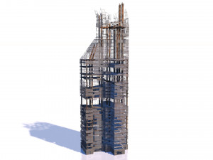 buildings and skyscrapers in ruins Model 3D