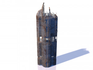 buildings and skyscrapers in ruins Model 3D