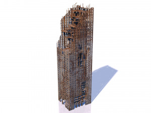 buildings and skyscrapers in ruins Model 3D