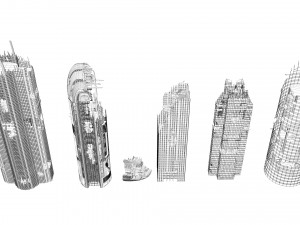 buildings and skyscrapers in ruins Model 3D
