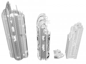 buildings and skyscrapers in ruins Model 3D