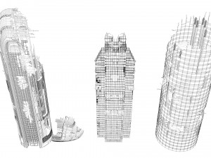 buildings and skyscrapers in ruins Model 3D