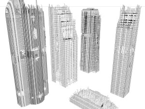 buildings and skyscrapers in ruins Model 3D