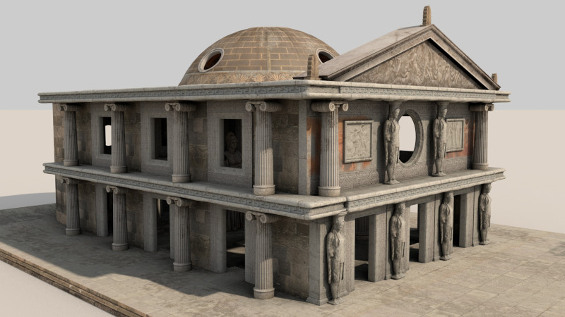 Fantasy Classical Modular Temple PBR Textured 3D Модель .c4d .max .obj .3ds .fbx .stl .blend 