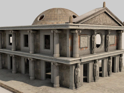 Temple modulaire classique fantastique PBR textur&eacute; Modèle 3D