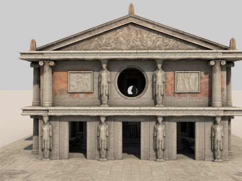 Fantasy Classical Modular Temple PBR Textured 3D Модель