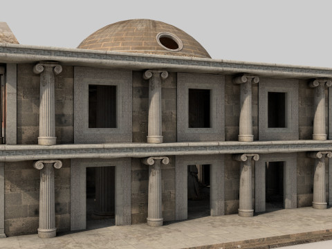 Fantasy Classical Modular Temple PBR Textured 3D Модель