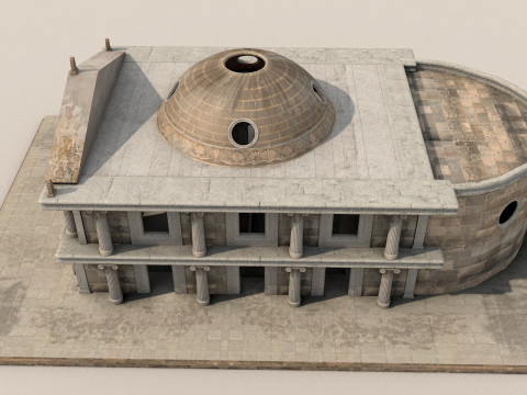 Fantasy Classical Modular Temple PBR Textured 3D Модель