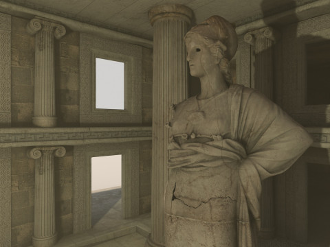 Fantasy Classical Modular Temple PBR Textured 3D Модель