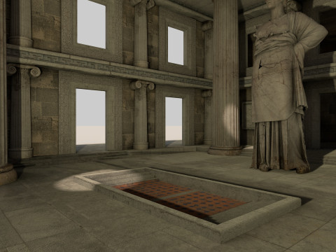Fantasy Classical Modular Temple PBR Textured 3D Модель