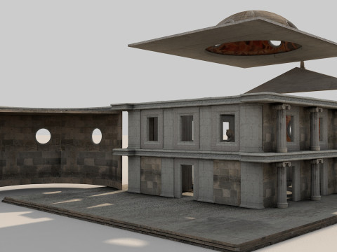 Fantasy Classical Modular Temple PBR Textured 3D Модель