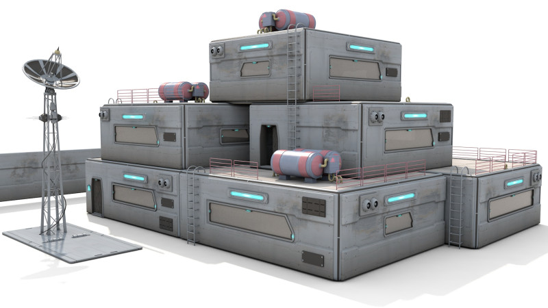 Modular SciFi Colony Pack Game Ready PBR Model 3D .c4d .max .obj .3ds .fbx .stl .blend 