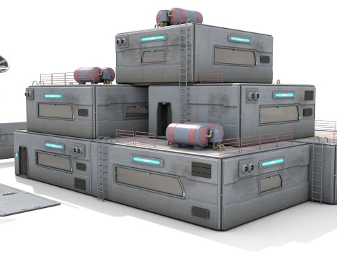 Game Paket Koloni SciFi Modular Siap PBR Model 3D