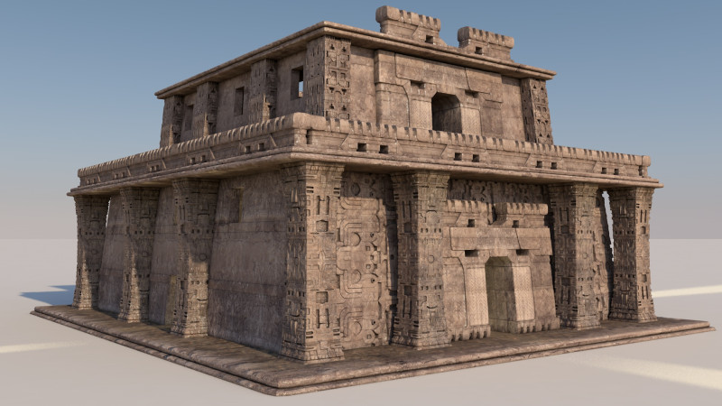 Modular preColumbian temple building with PBR textures 3D Модель .c4d .max .obj .3ds .fbx .stl .blend 