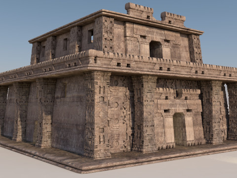 Modular preColumbian temple building with PBR textures 3D 模型
