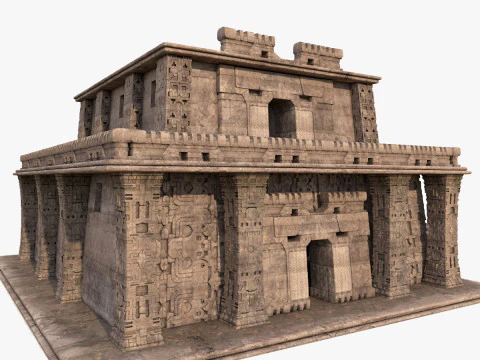 Modular preColumbian temple building with PBR textures 3D Model