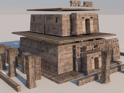Modular preColumbian temple building with PBR textures 3D Модель