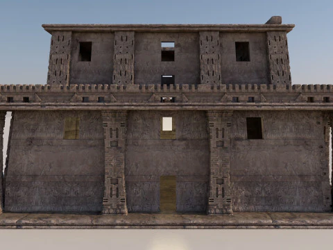 Modular preColumbian temple building with PBR textures 3D Model