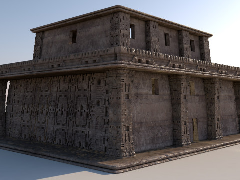Modular preColumbian temple building with PBR textures 3D Модель