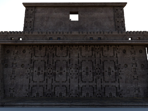 Modular preColumbian temple building with PBR textures 3D Модель