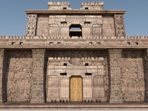 Modular preColumbian temple building with PBR textures 3D Модель