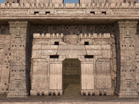 Modular preColumbian temple building with PBR textures 3D Model