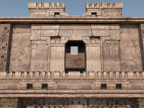 Modular preColumbian temple building with PBR textures 3D Модель