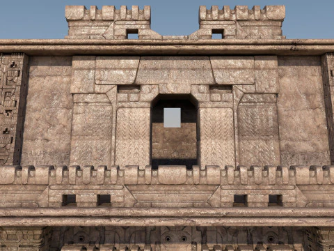 Modular preColumbian temple building with PBR textures 3D Model