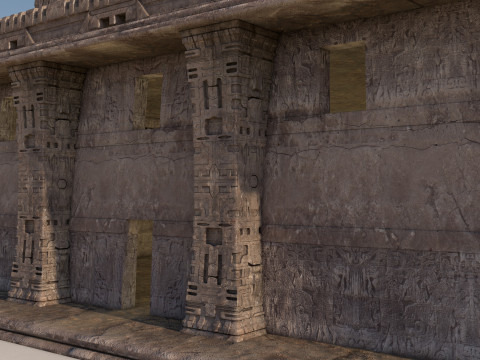 Modular preColumbian temple building with PBR textures 3D Модель