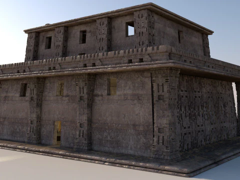 Modular preColumbian temple building with PBR textures 3D Model