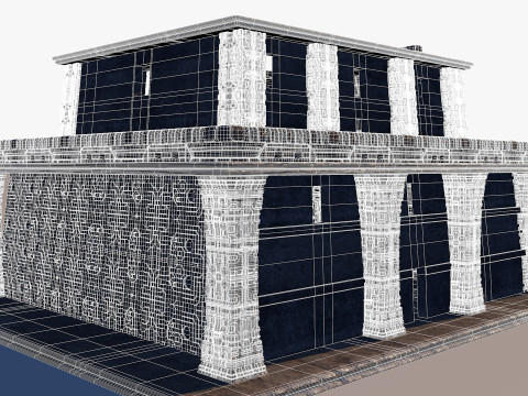 Modular preColumbian temple building with PBR textures 3D Модель