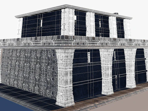 Modular preColumbian temple building with PBR textures 3D Model