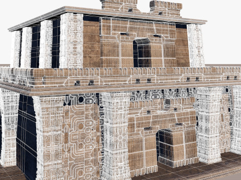 Modular preColumbian temple building with PBR textures 3D Модель