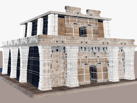 Modular preColumbian temple building with PBR textures 3D Model