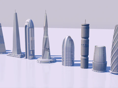 Gratte-ciel futuristes du centre-ville Modèle 3D