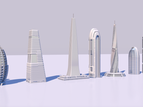 Futuristic skyscrapers downtown 3D Модель