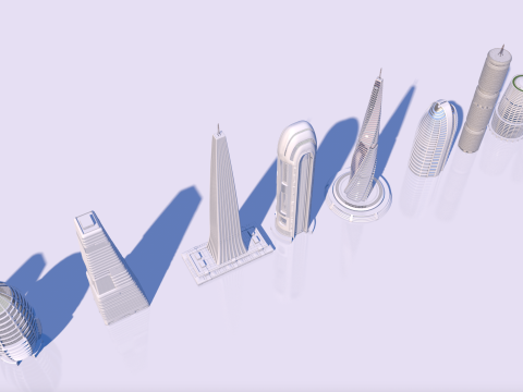 Futuristic skyscrapers downtown 3D Модель