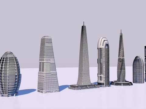 Futuristic skyscrapers downtown 3D Модель