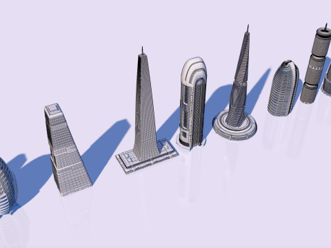 Futuristic skyscrapers downtown 3D Модель