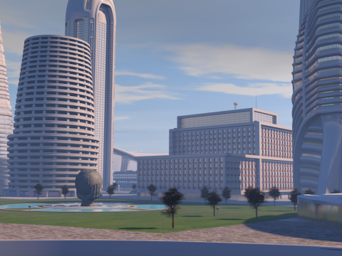 Urban Center City on an Island 3D Model